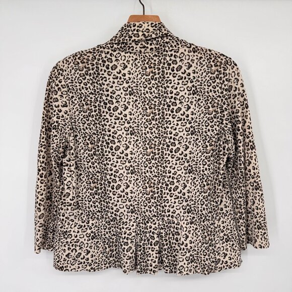 Rebecca Taylor Leopard Print Open cardigan sweater shrug Ruffle Womens Medium - Picture 8 of 10